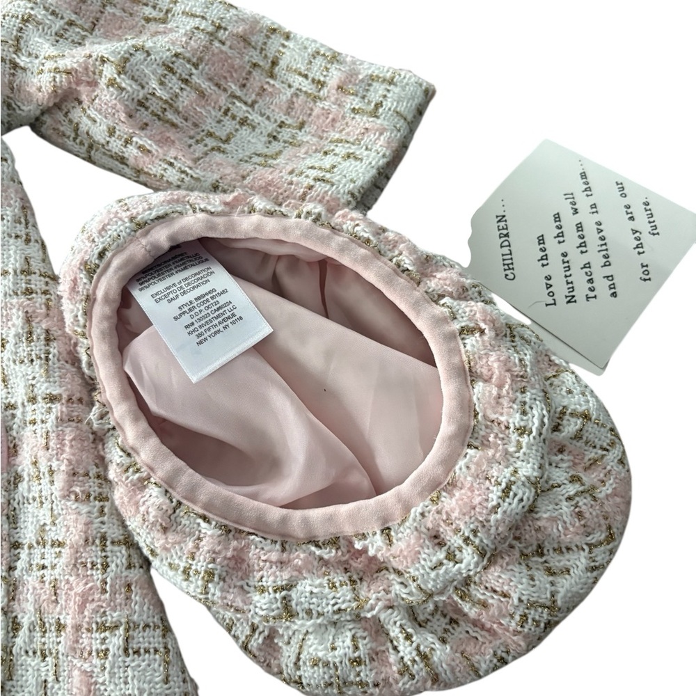 BLUEBERI BOULEVARD Tweed Pea Coat and Beret in Pink/White Size 18M — NWT - Picture 3 of 8